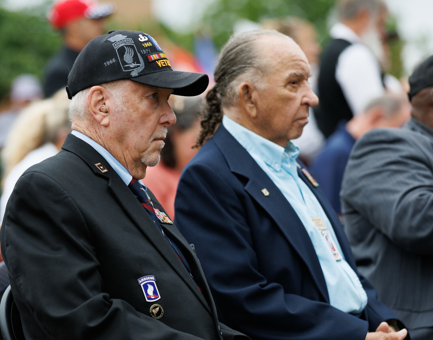 Members of the audience watch the Memorial Day ceremony at Freedom Memorial Park on Monday.