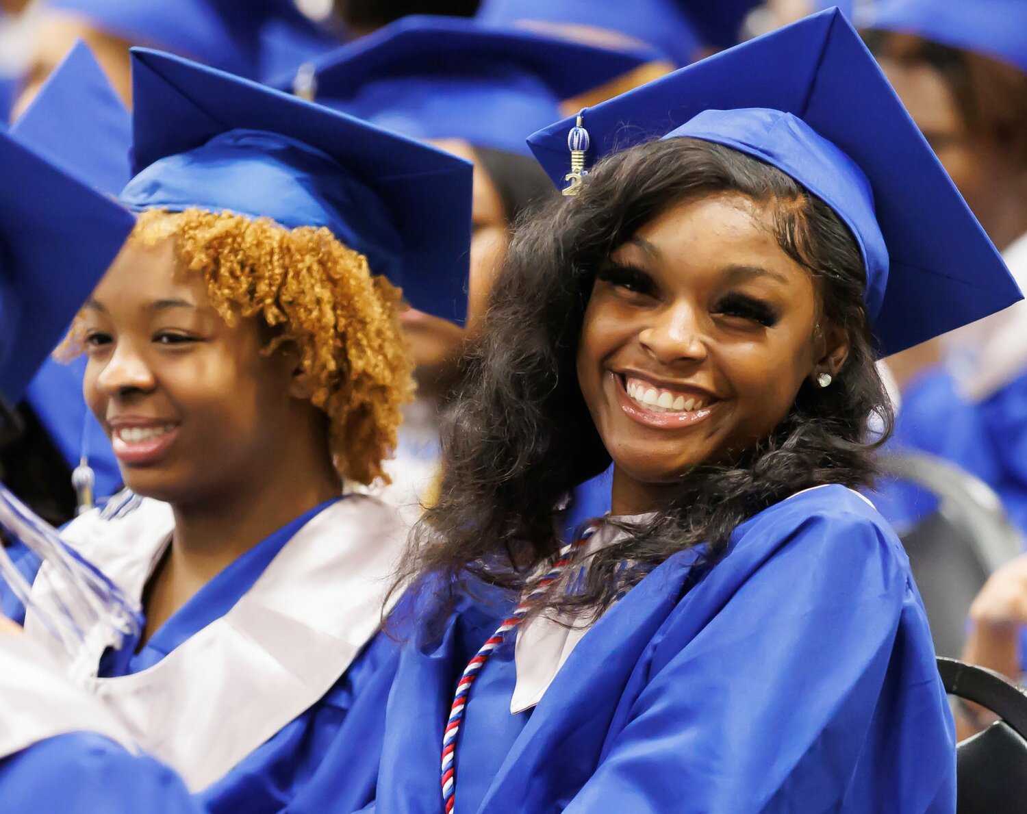 A graduate celebrates at the Westover High School commencement on Tuesday at the Crown Coliseum.