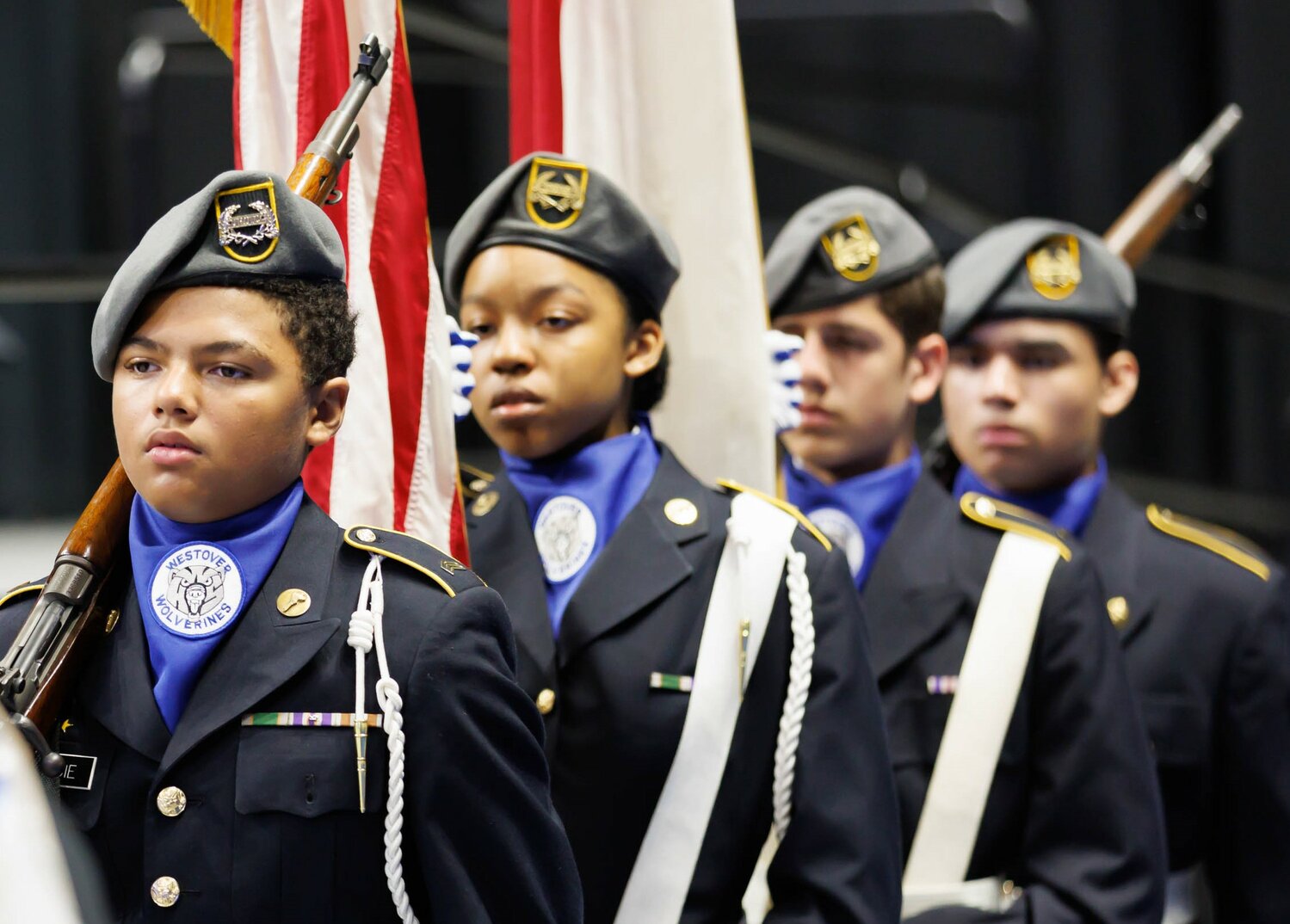 Cadets arrive for Westover High School's commencement Tuesday at the Crown Coliseum.