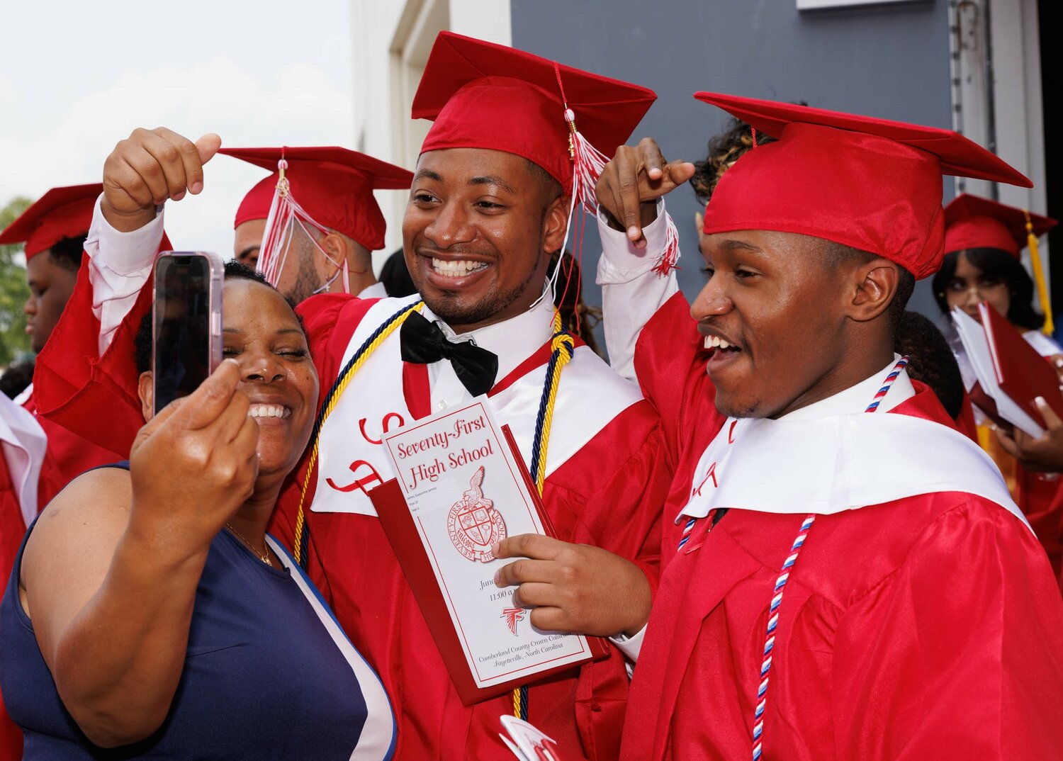 Graduates celebrate at the 2023 commencement for Seventy-First High School was held on Tuesday at the Crown Coliseum.