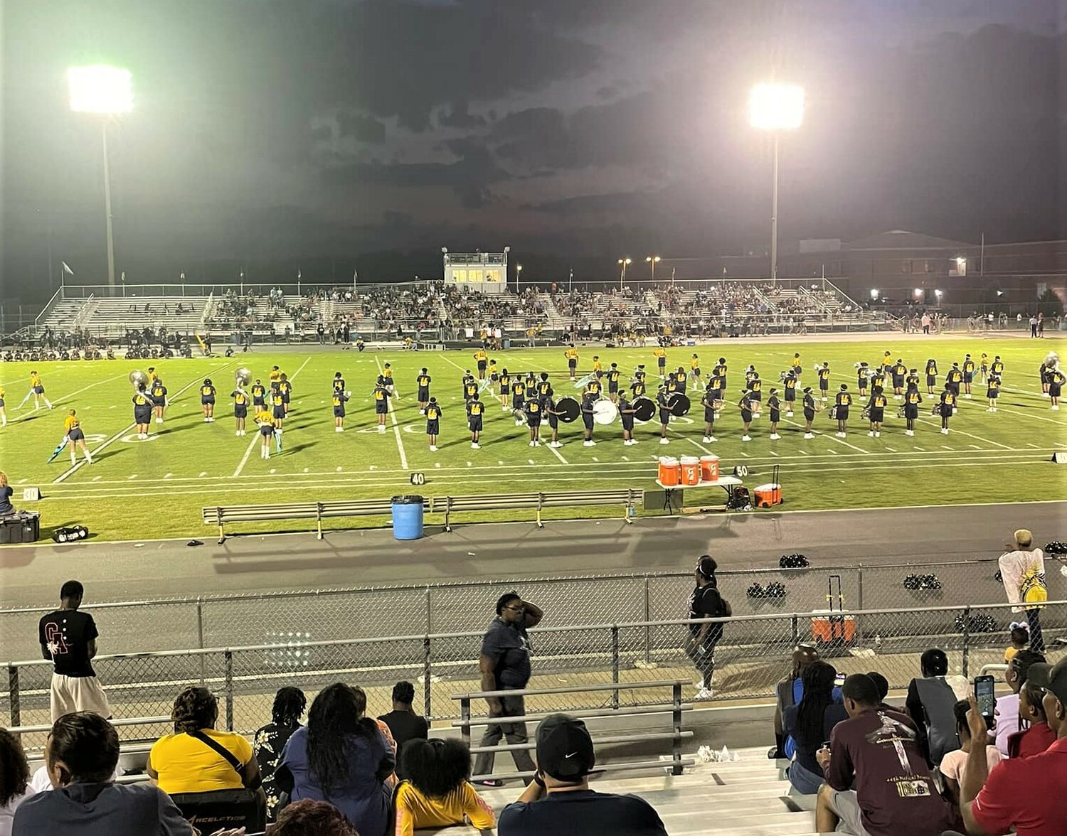 The E.E. Smith High School marching band is a major player in home football games.