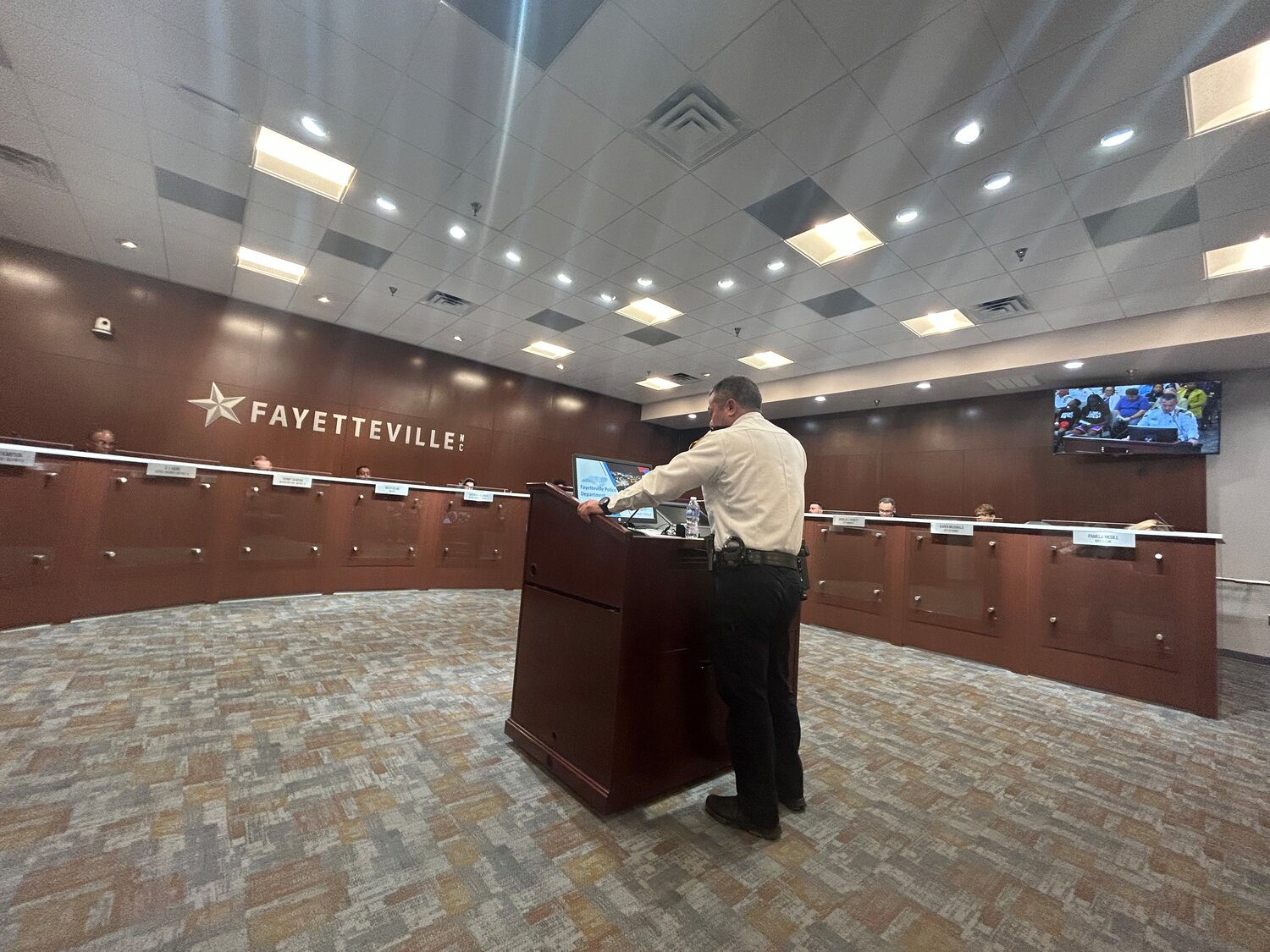 Fayetteville Police Chief Kemberle Braden speaks to City Council members Monday at a recent meeting at City Hall.