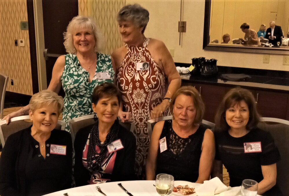 Cheerleaders from the Seventy-First High School classes of 1964 and 1965 were among those attending a recent reunion. Bottom row, from left: June Sharpe Sweeney, Cecile Ashton Griffin, Dorothy Bradshaw Davis and Patsy Newton Hurt. Top row, from left,s Cherri Theriault Notington and Donna Gibbs Haneline.