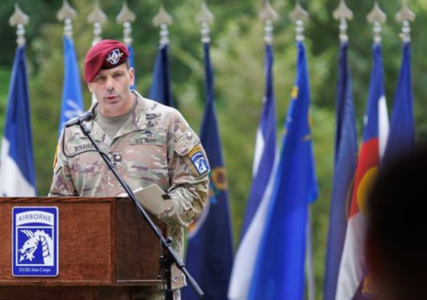 ‘The Cumberland County Veterans Day parade is of considerable significance for those of us still serving at Fort Liberty, and we could not do what we do without the support of this amazing community,’ says Lt. Gen. Christopher Donahue, who is commanding general of Fort Liberty and the XVIII Airborne Corps.