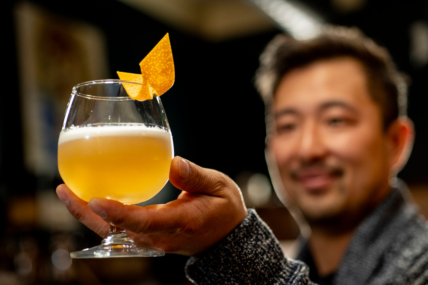 Josh Choi calls his drink “Sidecar-esque,” a reference to the cocktail traditionally made with Cognac, orange liqueur and lemon juice. Hence, the name: Sidekick.