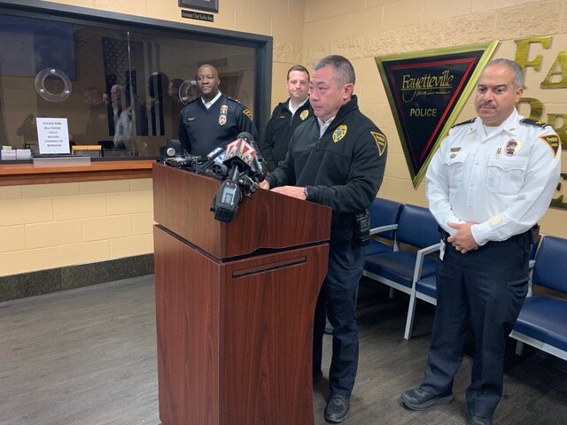 Fayetteville Police Chief Kemberle Braden announced Wednesday night that a 31-year-old police officer in the department has been arrested for criminal activity.
