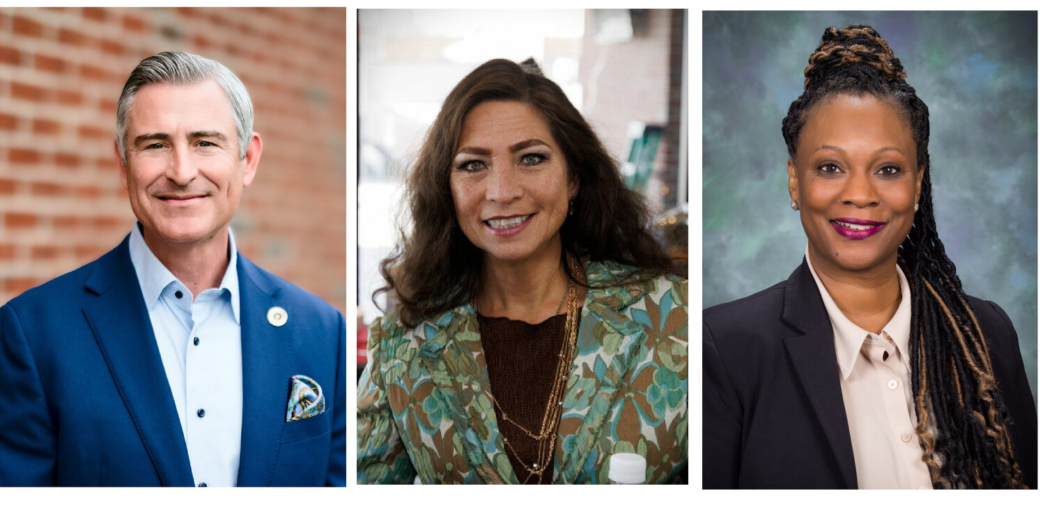 Left to right: Cumberland County Board of Commissioners candidates Kirk deViere, Venus de la Cruz and incumbent Toni Stewart.