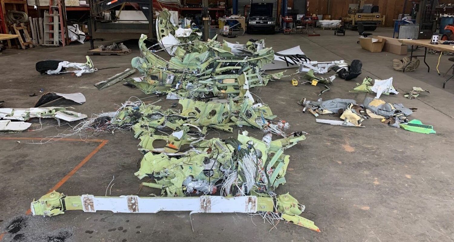 Wreckage of the plane that crashed off the Outer Banks on Feb. 13, 2022, killing eight people. Former Fayetteville resident Hunter Parks was on board.