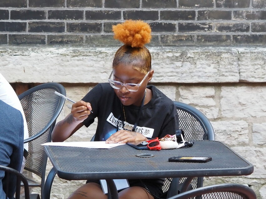 Myiah Waddy, 17, of Milwaukee, participates in the University of Chicago’s Institute of Politics Youth VoteFest near the Republican National Convention in Milwaukee on Wednesday, July 17, 2024. (Ashley Murray/States Newsroom)