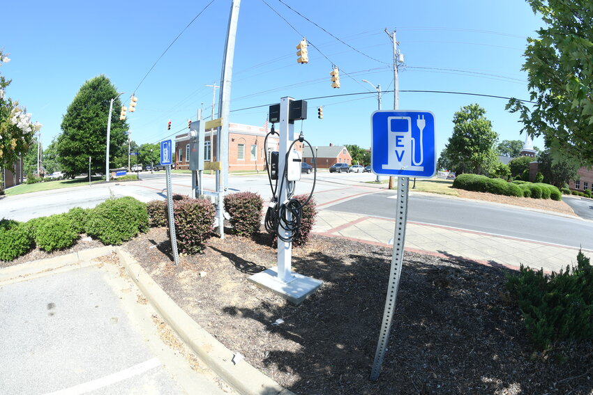 An electric vehicles charging station at North Broad and Florida streets in Clinton
