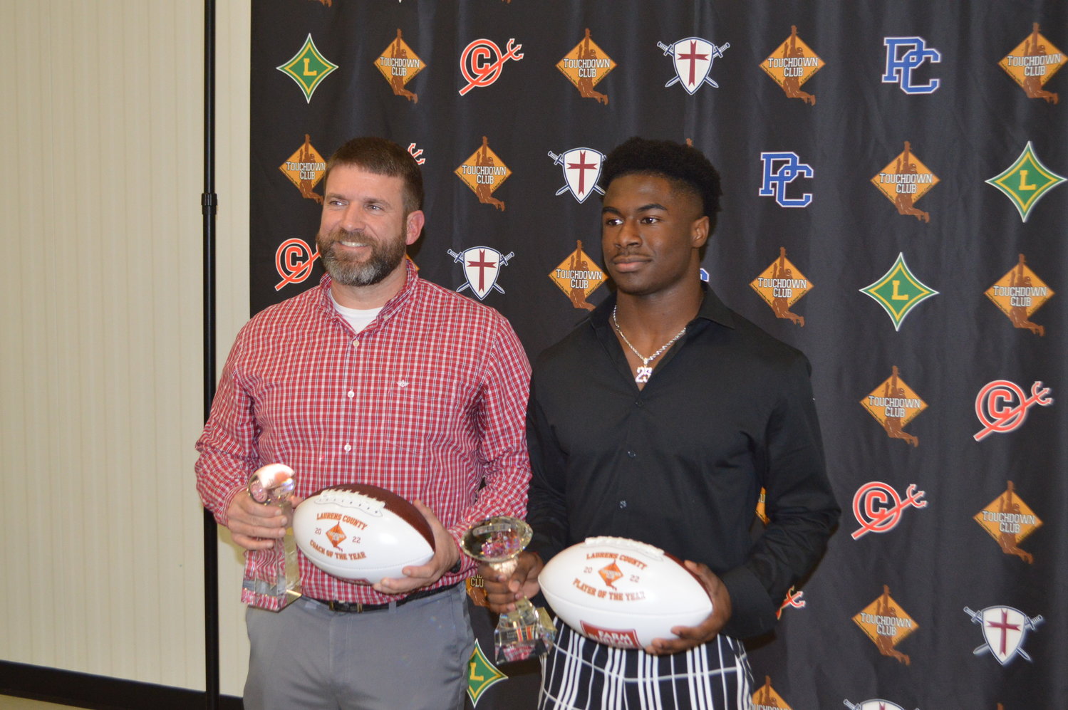 Corey Fountain is the Laurens County Touchdown Club Coach of the Year and Region Coach of the Year, and Bryson James is the Laurens County Touchdown Club Player of the Year and Region IV Player of the Year.