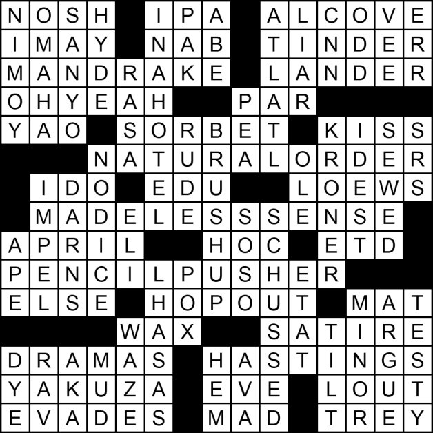 Solution to the "On a One-Name Basis" crossword puzzle