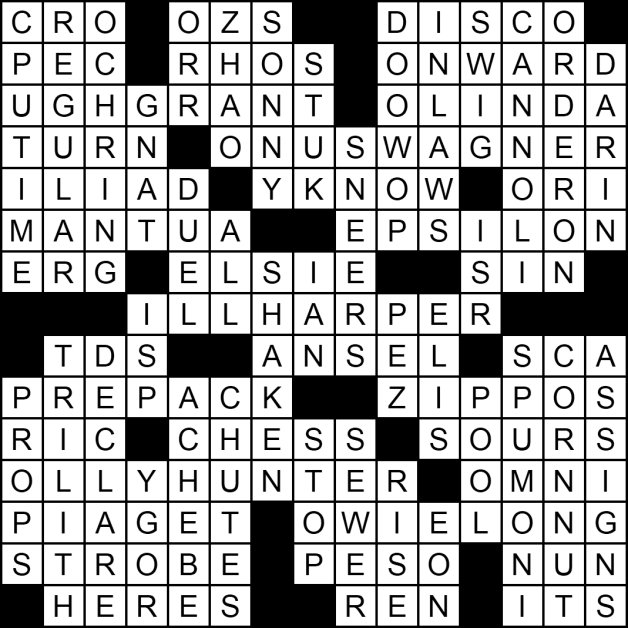 Answers to the "What the H" crossword puzzle