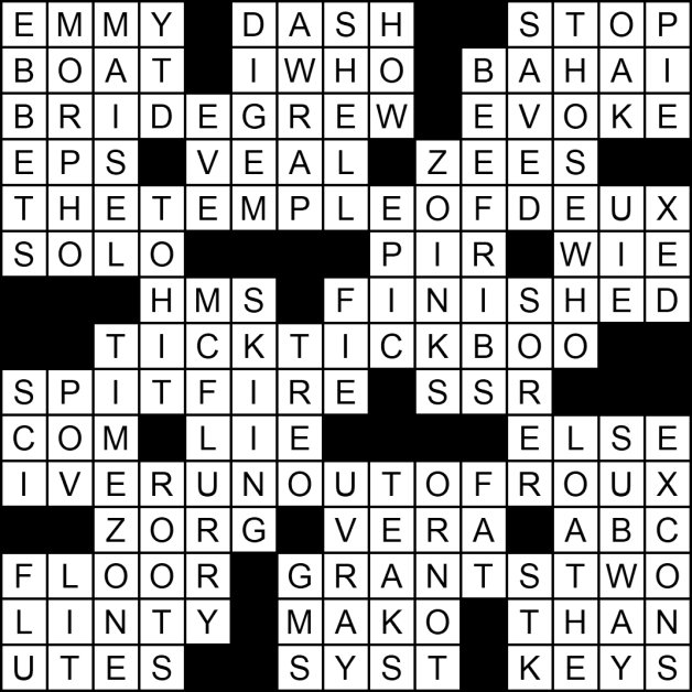 Answers to the "Dr. Livingston, I Pre-Zoo?" crossword puzzle