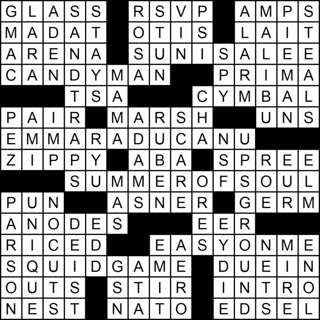 Solution to the "The Best of 2021" crossword puzzle