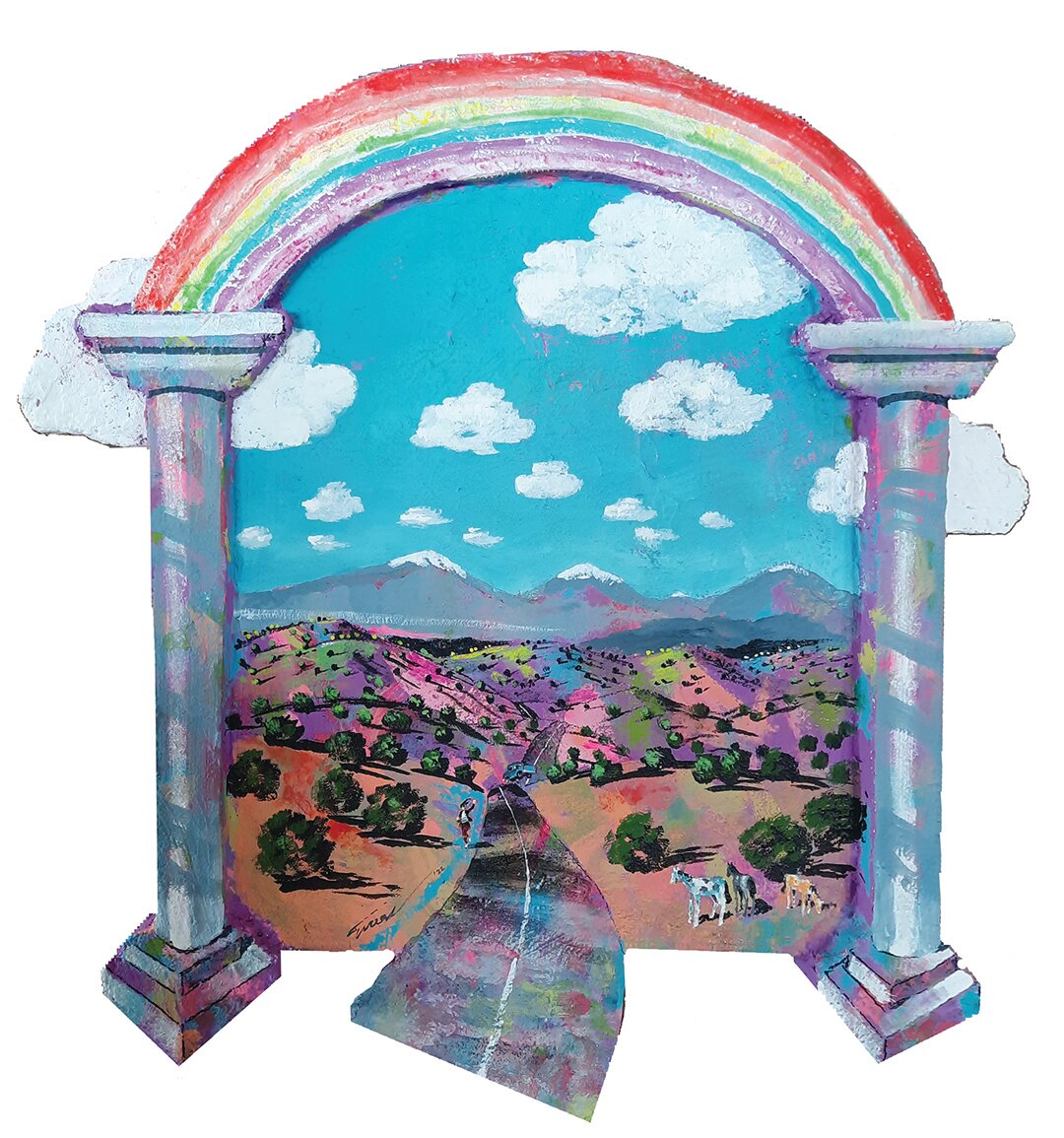 Somewhere Under the Rainbow Our lady of the Road Runs, So Why Oh Why Can’t I” (3D wall sculpture)