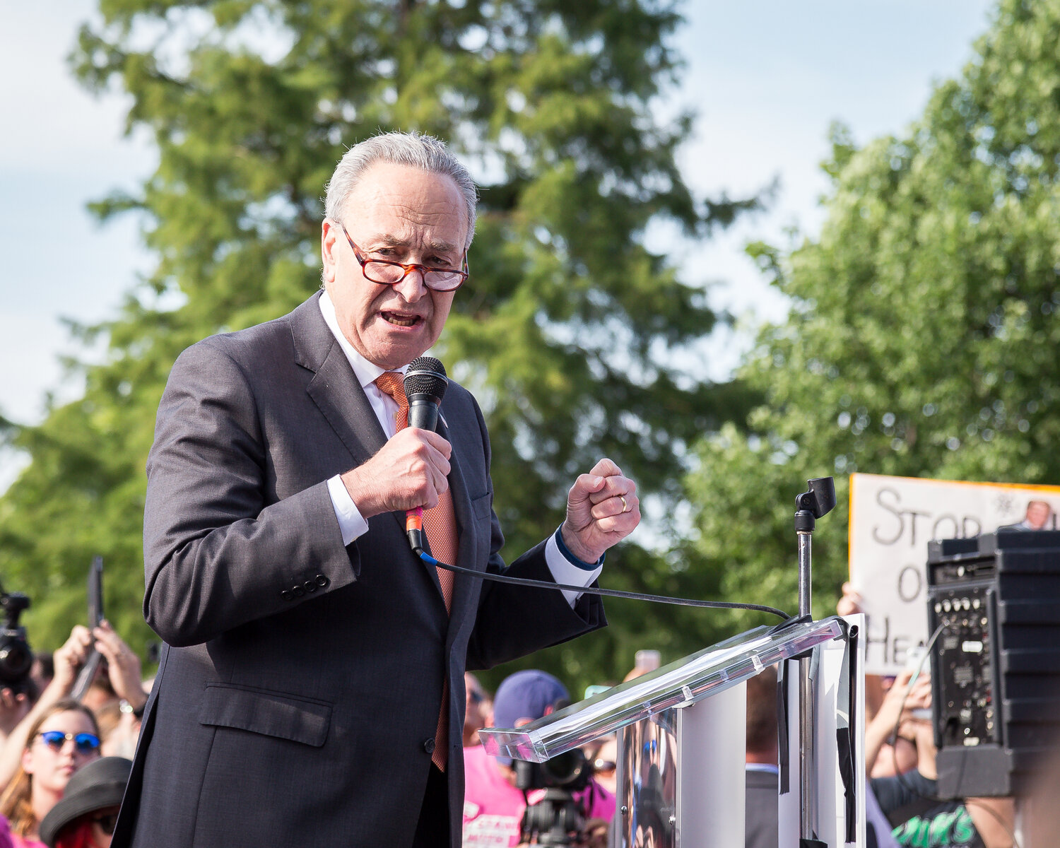 "Linking Together: March to Save Our Care" Rally at the U.S. Capitol on June 28, 2017.  Democratic Party Leaders and others spoke to defend the Affordable Care Act and to defeat Republican Party efforts to repeal so called "Obama Care" and replace it with "Trump Care" alternatives.