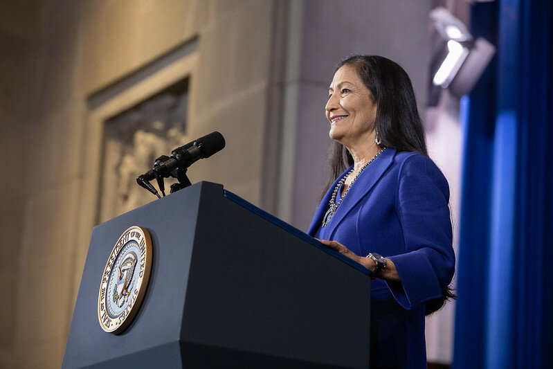 US Sec. of Interior Deb Haaland presides over the 2022 White House Tribal Nations Summit