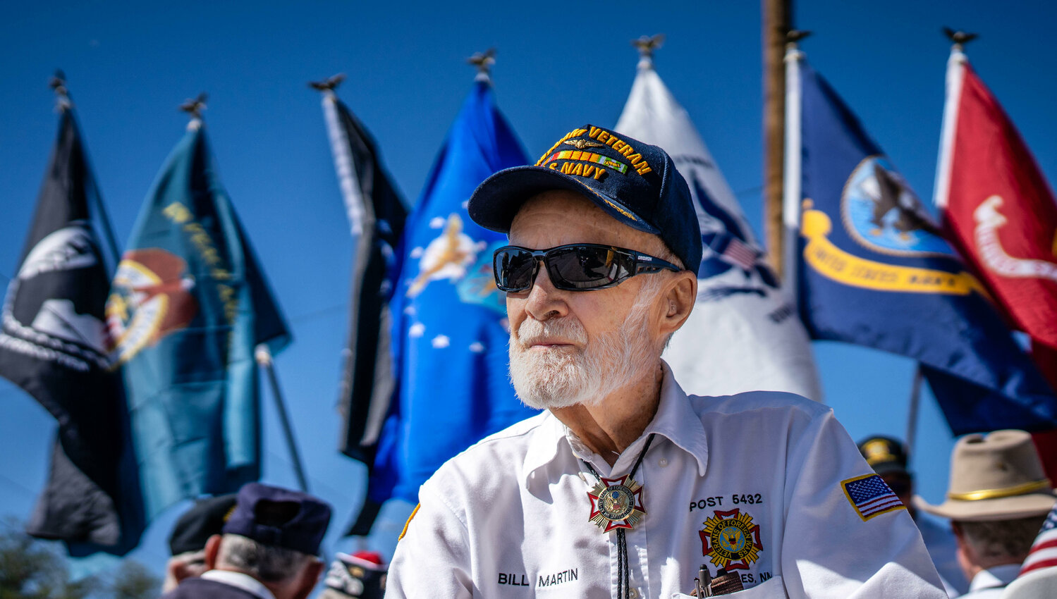 Corrales resident and Vietnam Veteran Bill Martin waits to ride on a float during the Corrales Fourth of July Parade Tuesday morning. (Roberto E. Rosales/Corrales Comment)