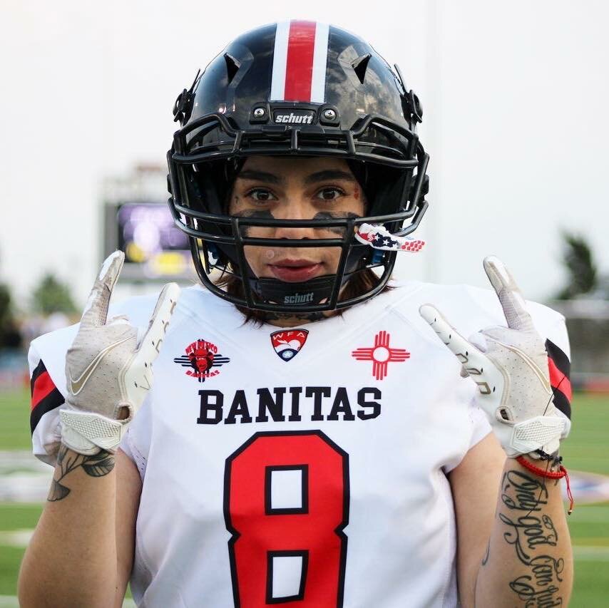 Marcy “Marz” Hernandez plays for the Las Cruces-based Banitas, a DIII Women's Football Alliance team.
