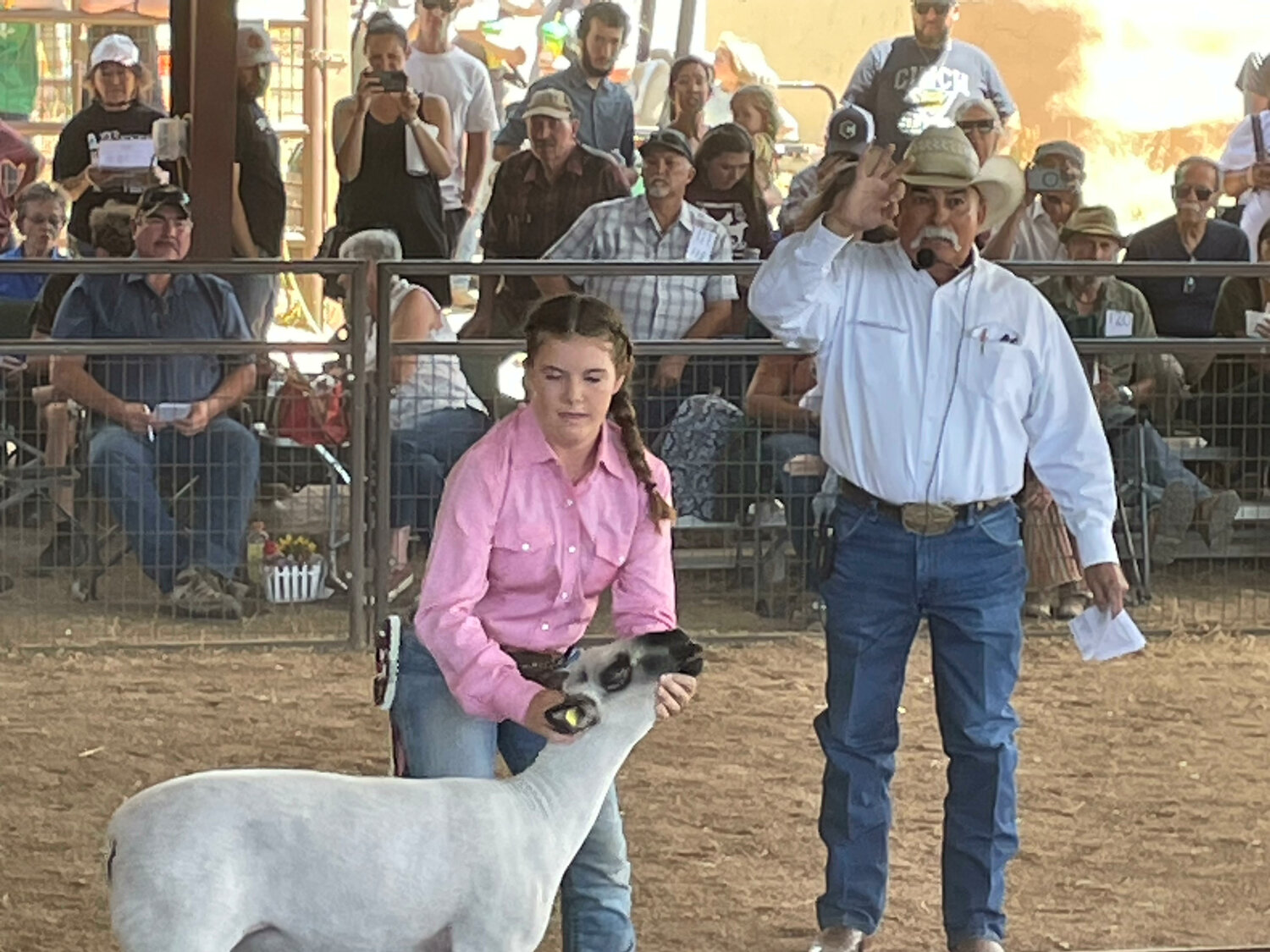 Sara Cook of Corralitos 4_H Club displays her grand champion lamb that sold for $2,725.