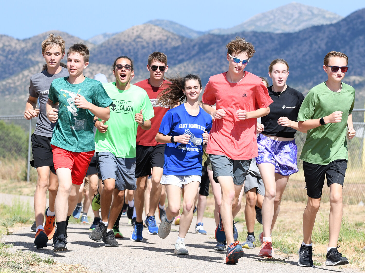 The East Mountain High School cross country team gets in a little trail time.