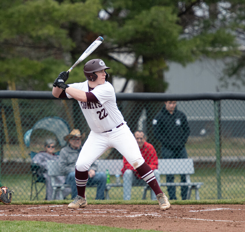 Genoa's Evan Millner awaits the pitch in a game against Evergreen on March 29, 2025.