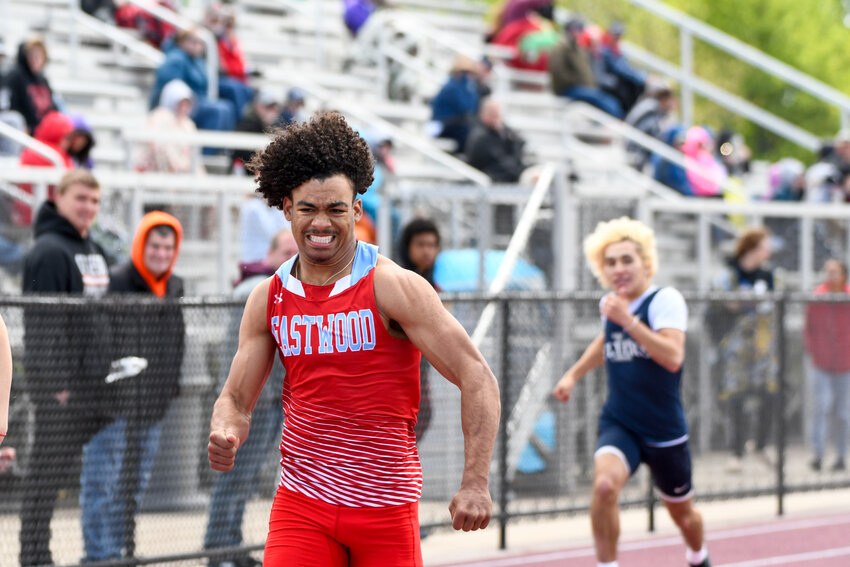 Eastwood's Dayquan Oliver competes in the 400 meter dash at the 2024 NBC Championships.