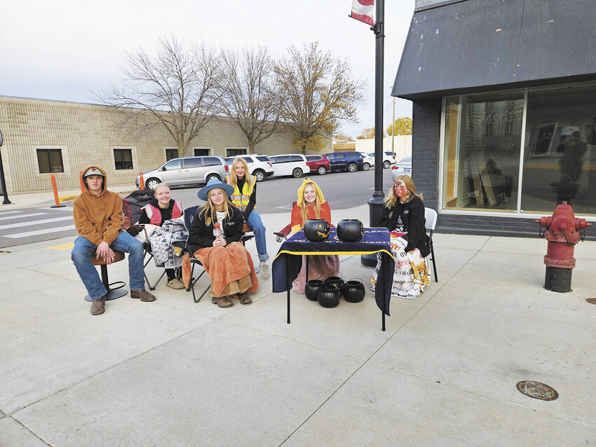 Milbank FFA members gather Oct. 31, 2024, in Milbank, South Dakota. The members were handing out candy to trick-or-treaters.