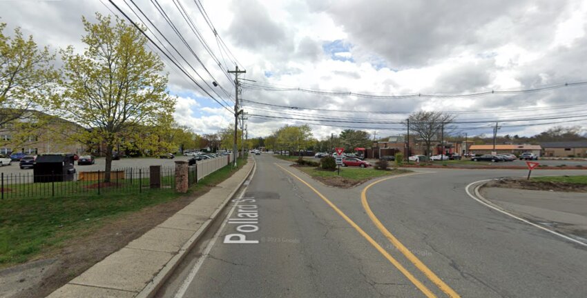 The intersection of Boston Road and Pollard Street