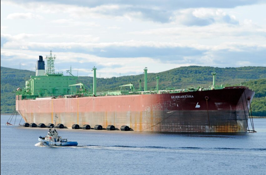 Oil tanker, port of Murmansk, Russia.