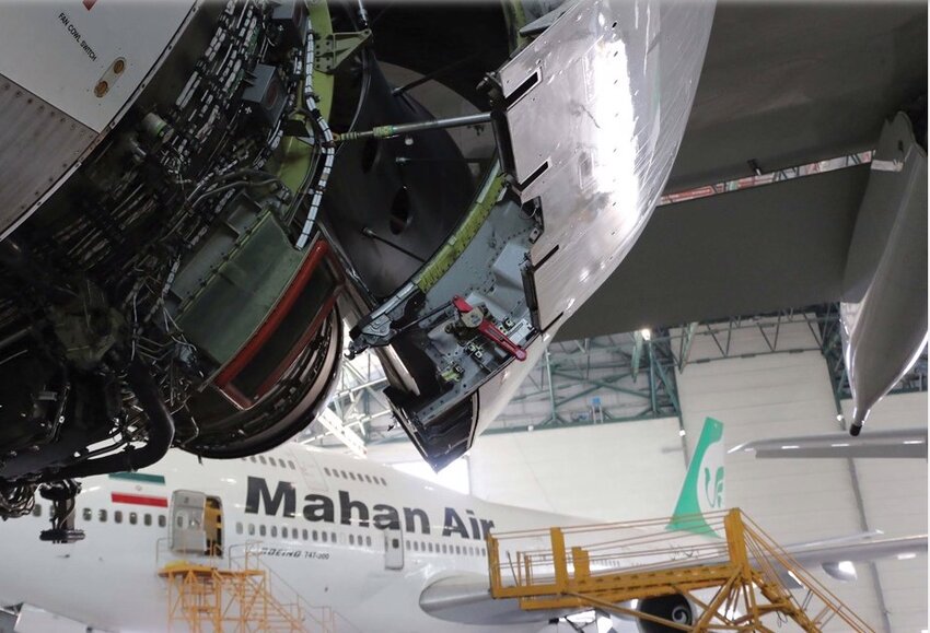 Boeing 747 in Mahan Air Livery at Corporate MRO Facility, Tehran