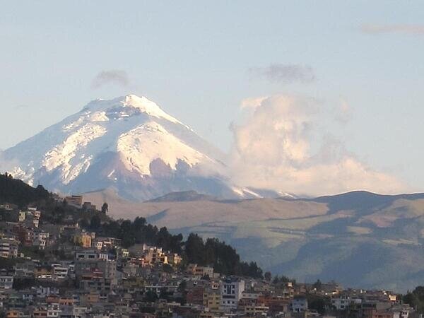 The elevation of Quito is around 9,350 feet (2,850 meters) in the Andes Mountains.