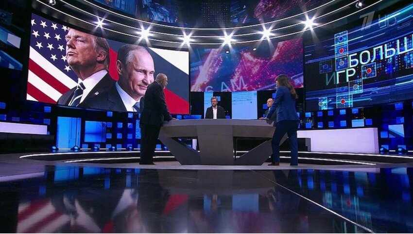 Simes co-hosted the show with revanchist Vyacheslav Nikonov, grandson of Stalin loyalist Vyacheslav Molotov