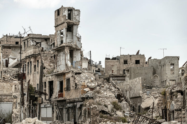 Aleppo, Syria, following bombardment by Assad regime forces, 2019