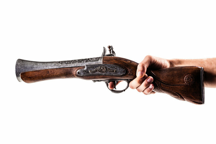 The Blunderbuss was designed to scatter shot at close range, making it effective for defensive use but not ideal for long-range accuracy.