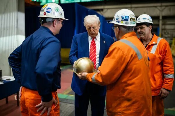 President Trump declines to wear head protection at a Pennsylvania steel plant May 30