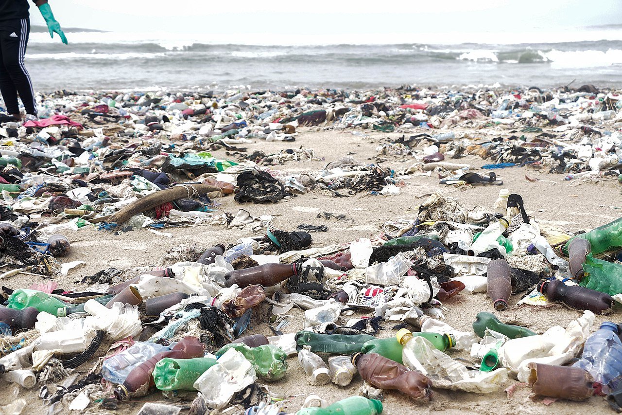 Plastic waste at the Reginal Maritime University beach in Ghana