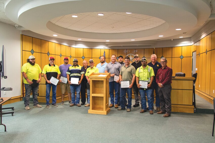 Interim City Manager Brad Hunt presented several City of Gatesville staff members with Meritorious Service Awards for their efforts in responding to severe weather that hit the area in May.