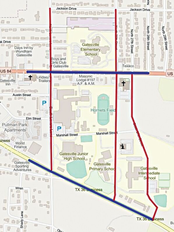 On the above map, the blue lines depict the new 20 mile-per-hour zones, while the red lines indicate the new 30 mile-per-hour zones.