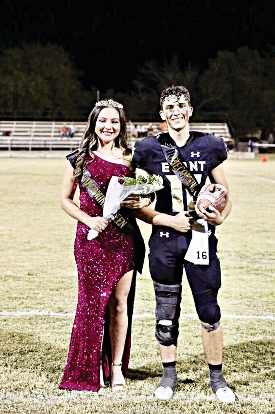 Evant Independent School District hosted its Homecoming during halftime at this past Friday’s football game against the Buckholts on Friday, Oct. 4. Pictured is 2024 Homecoming Queen Luwi Rodriguez (left) and King Tanner Manville.