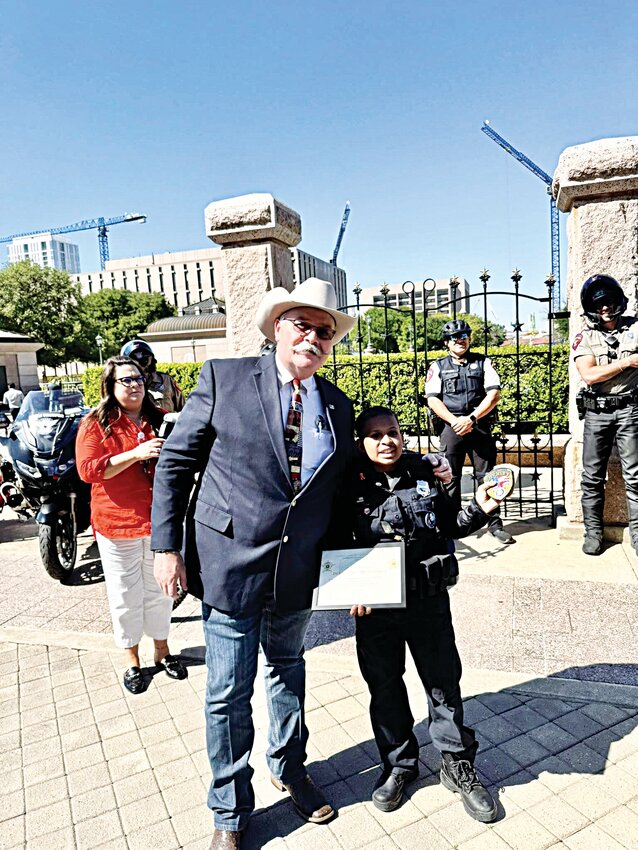 Coryell County Sheriff Scott Williams is pictured with Devarjaye Daniel at the Texas State Capitol in Austin.