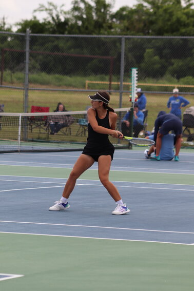 Kasey Fitzer is pictured during her girls' singles match where she won gold.