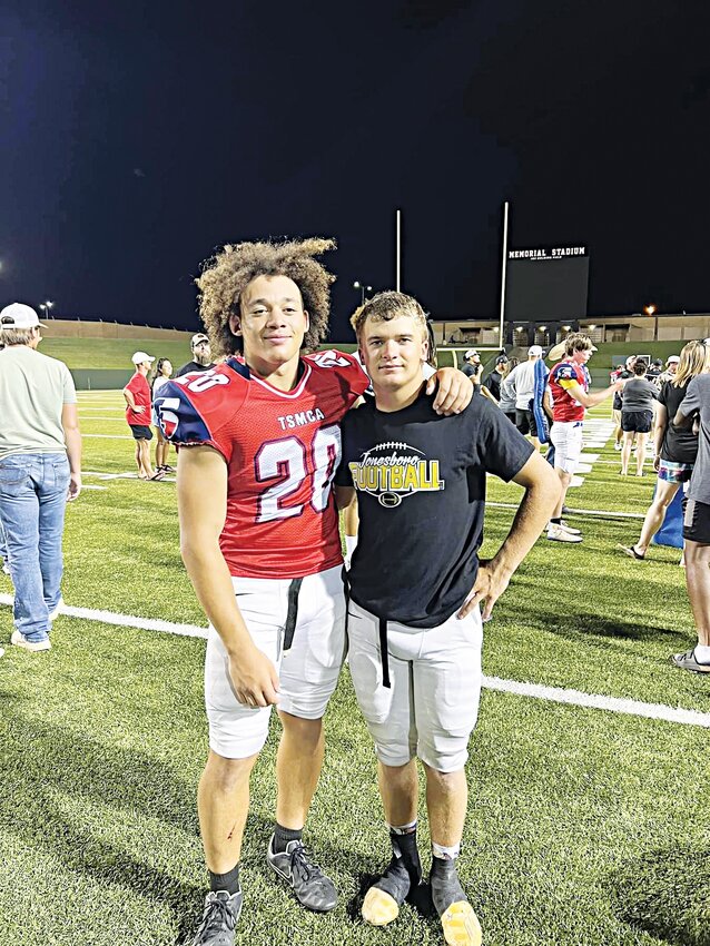 DeMarcus Acoff (left) is pictured with Garrett Young after playing in the TSMCA All-Star Game.
