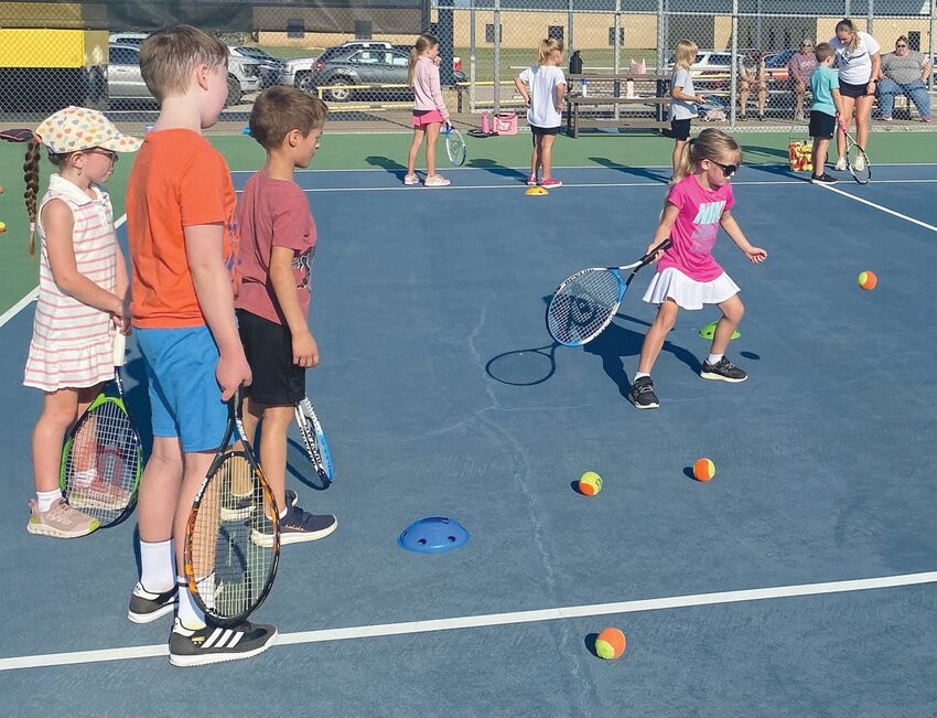 Local youth hit the courts for this year’s tennis camp.