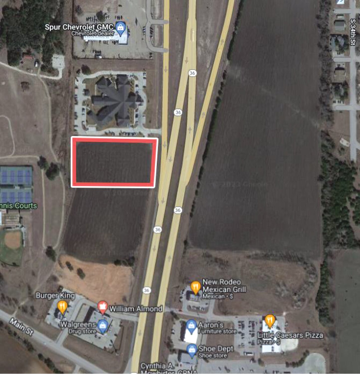 Potential location for Gatesville Terrace north of Walgreens on State Highway 36.