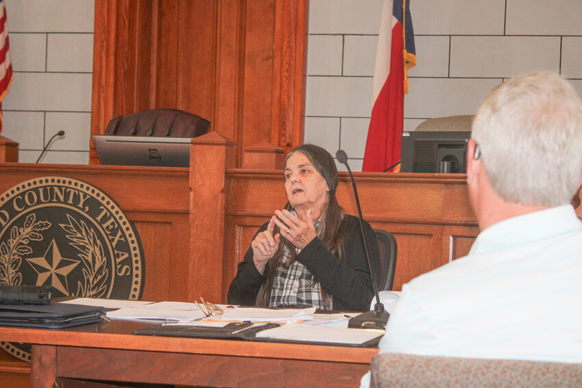 Hood County Hospital District Board President Christy Massey speaks about the hospital district tax during a regularly scheduled meeting April 26.