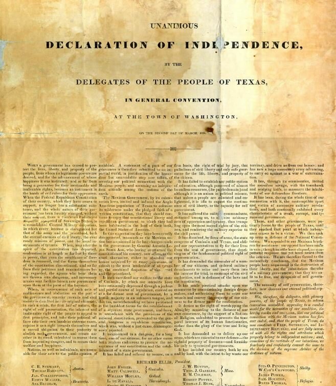 Declaration of Independence of Texas, 1836