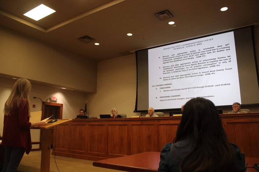 During a regularly scheduled meeting on April 9, Hood County Commissioners Court acknowledged that a petition to legalize the sale of all alcoholic beverages for off-premise consumption in Precinct 1 recently failed due to a lack of certified signatures.