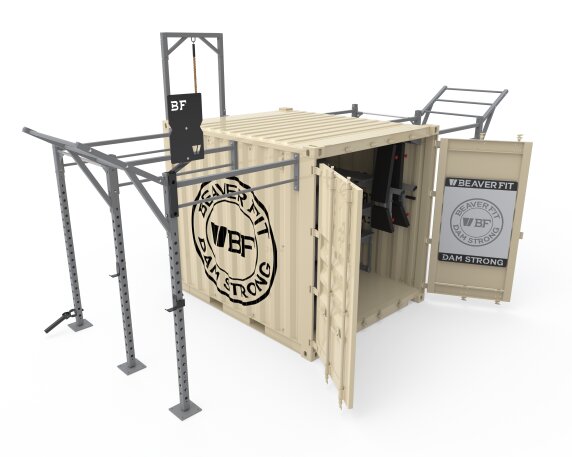 Housed in a standard BICON shipping container, this 10-foot performance locker is custom-fabricated to anchor a BeaverFit functional training rig and store the equipment necessary to create a world class, multi-modality training center for up to 60 people.
